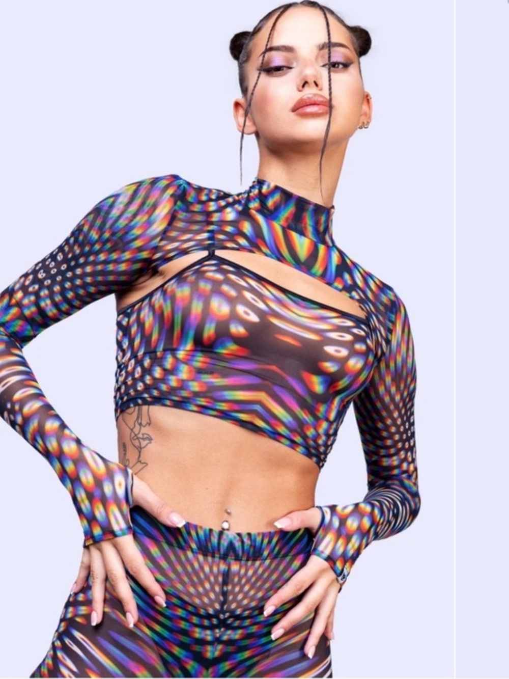 Badinka Pulsar Crop And Mesh Leggings Set (3 Pieces)